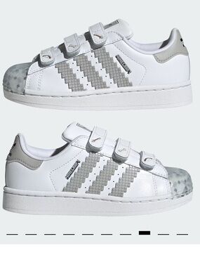 ADIDAS SUPERSTAR X MINECRAFT CHILDRENS (AGE 6-7) SHOES, SIZE US 12K, WHITE/GREY